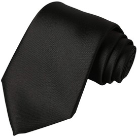 KissTies Teens Tie Black Satin Necktie For Teenager Boys Ties 2.2''×53''