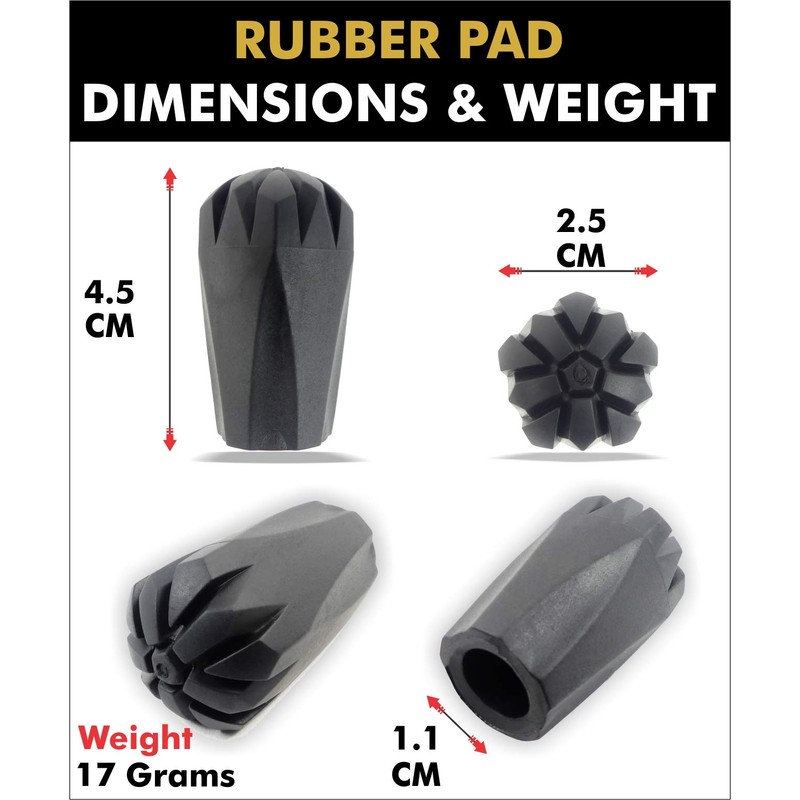 Trekking Poles Rubber Tips Replacements - 4 Pack Extra Durable