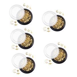 Baluue 5 Boxes Nail Art Charms Gold Stars Moon Manicure Decor Sequin Nail Stickers Set