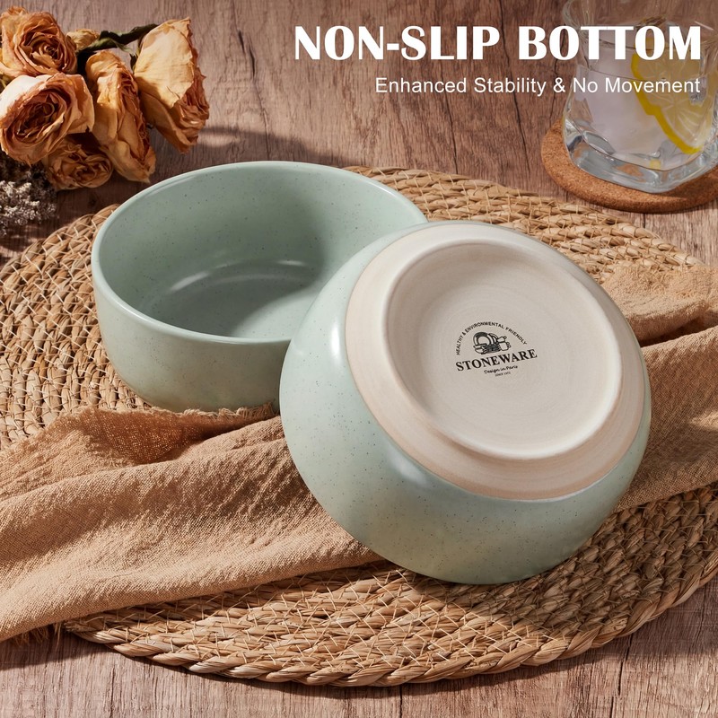 E-far Cereal Bowls Set of 4, 27oz Ceramic Deep Soup