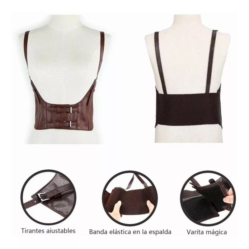 Corset Colombiana Gótico Cinturilla Faja Corsette Cuero Pu
