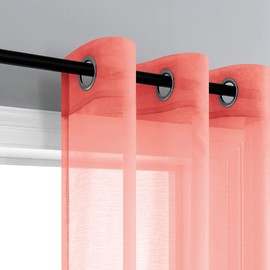 Mrs.Naturall Coral Curtains 63 Inch Length for Bedroom 2 Panels Set Sheer Window Drapes for Living Room Peach Colored