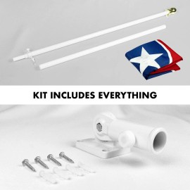 UD_G128 - 6 Feet Tangle Free Spinning Flagpole (White) Tennessee Flag Brass Grommets Embroidered 3x5 ft (Flag Included) Aluminum