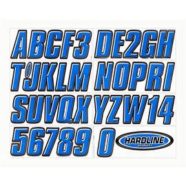 Hardline Products BLBLK800 Series 800 Factory Matched 3-Inch Boat & PWC Registration Number Kit, Blue/Black