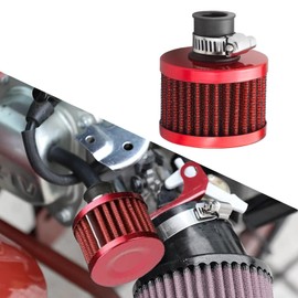 WINUERK Air Filter Cold Air Intake Filter Breather, 12mm Mini Turbo Vent Air Intake Filter Cleaner, Universal Car Accessories Replaces Air Filters Fit for Car Motorcycle Go Kart (Red)