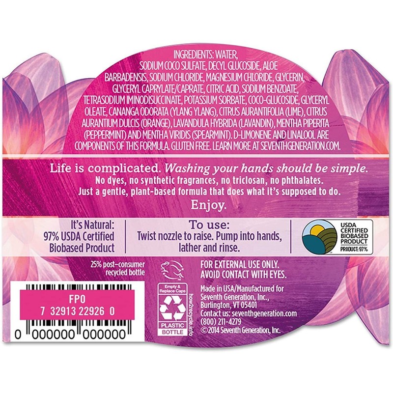 Seventh Generation Hand Wash, Lavender, 12 Ounce