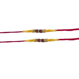 WhopperIndia Set of 2 Rakhi | Double Rudraksha with Beads Rakhi | Rakshabandhan Rakhi | Rakhi for Brother | Rakhi Bracelet | Rakhi for Bhaiya | Rakhi gift for brother | bhaiya bhabhi rakhi set