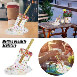 Romeeton Melting Ice Cream Ornaments - Melting Popsicle Sculpture Resin Statue Decoration Candy Craft (Clear)