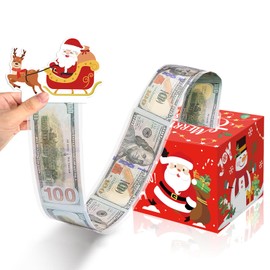 Christmas Money Box for Cash Gift Pull, Surprise Money Holder Cash Gift for Kids Adults, DIY Christmas Cash Box with 30Pcs Transparent Bags