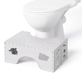 Foldable Toilet Stool Squat, 7 Inch Healthy Squatting Potty for Adults with Anti-Slip Feet, Portable Travel Poop Stool Adult, Lightweight & Easy Storage Bathroom Toilet Step Stool, Gray