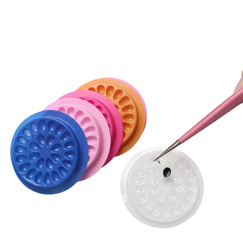 Happyupcity 20PCS Pink Plastic Flower Shape Eyelash Glue Holder Dispenser