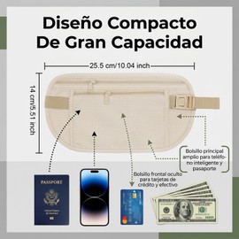 2pzs Cinturón de Viaje Antirrobo y Cangurera Deportiva para Hombre y Mujer