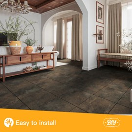 WOWSTAR 30-Pack Peel and Stick Floor Tiles, 12 x 12in Vinyl Flooring Tiles, Self-Adhesive Waterproof Flooring Planks for Kitchen, Dining Room, Bedrooms, 30 Sq. Ft - Brown Fine Sand Texture