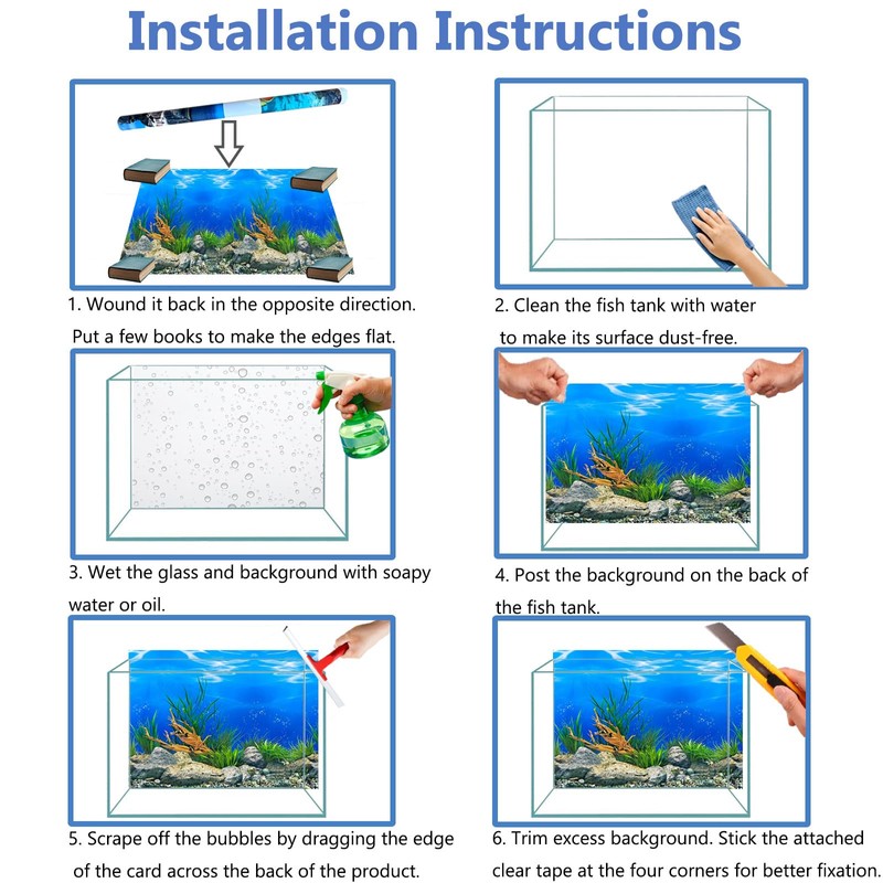 XCNO Aquarium Background Poster Fish Tank Wallpaper, Double-Sided, 16"x 33"