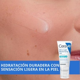 CeraVe Gel hidratante ultraligero, gel hidratante facial para hombres y mujeres con ceramidas, niacinamida, ácido hialurónico, sin fragancia, sin acei