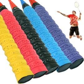 5 Pcs Badminton Racket Grip Tennis Grip Tape,Squash,PU Racquet Pack,Rackets Overgrip Anti Slip Perforated Super Absorbent Handle Grips Wrap Bat Cricket Baseball Padel Cushion Replacement Combination