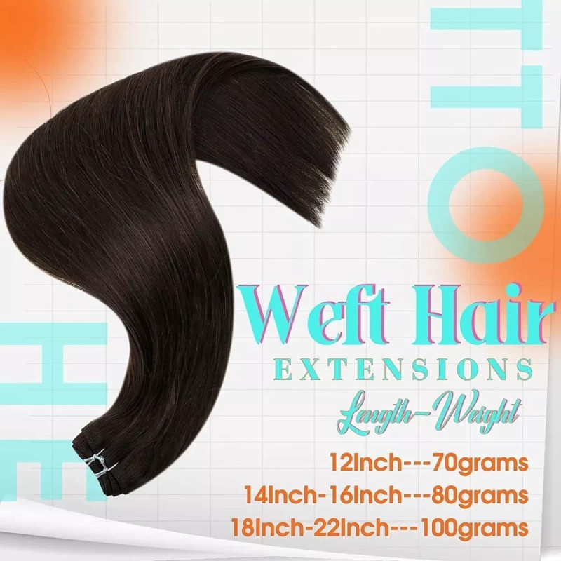 Hetto Extensiones De Cabello 100% Real Marrón Natural 18in 100gr