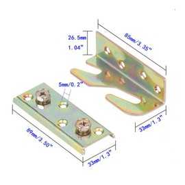 WANLIAN Bed Rail Brackets Heavy Duty No-Mortise Bed Frame Connectors for Headboards Footboards Hold - Set of 4 (Screws Included)