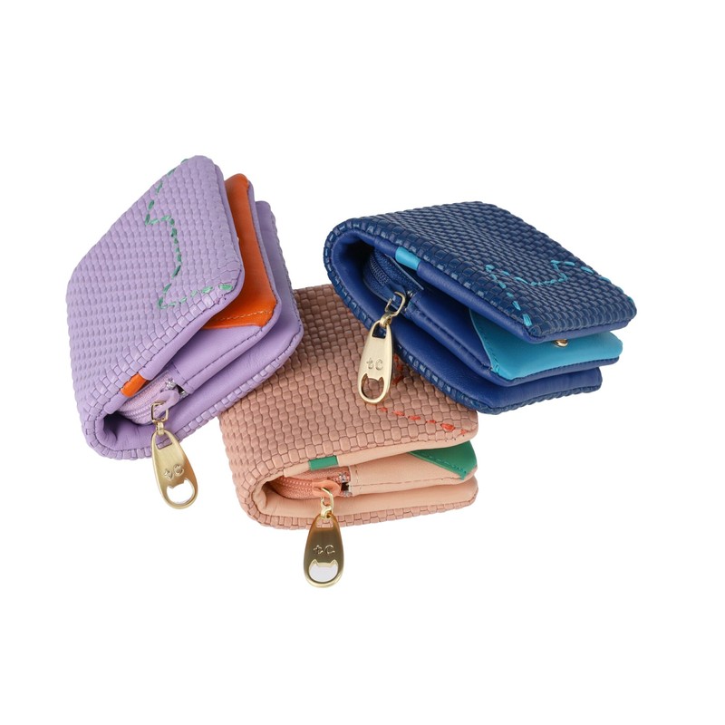 Tsumori Chisato Bi-fold Wallet Mini Wallet Embossed Mesh, lavender, One