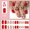 Strawberry Press on Nails Red Short Square Fake Nails with