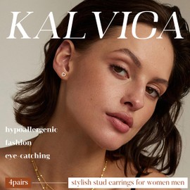 KALVICA 925 Sterling Silver Earrings for Women, Stud Earrings for Women Hypoallergenic Gold Earrings Studs, Dainty Cubic Zirconia Earrings, Jewellery for Women