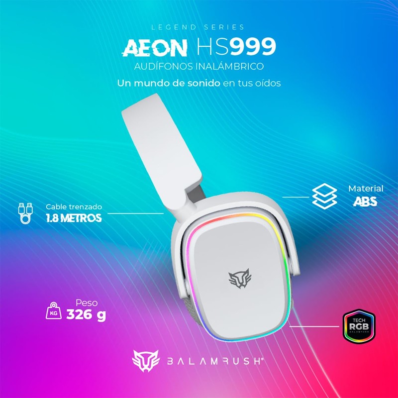 Balam Rush Audifonos Diadema Gamer AEON HS999 Inalambrico Microfono Flexible