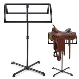 Geelin Saddle Stand Portable Horse Saddle Pad Rack, Blanket Holder Pad Tack for English and Western Horse Tack Storage Saddles, Black, 23.6" L x 18" W x 38" H