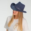 C.C Sparkly Sequin Cowboy Hat with Suede String Trim, Navy