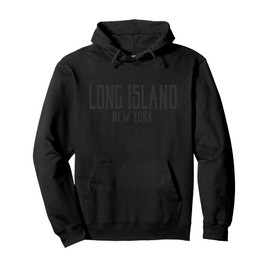 Long Island New York Text Black Print Pullover Hoodie