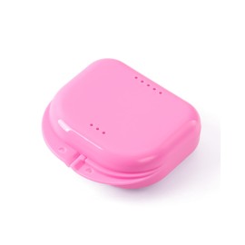 JMU Retainer Case, Orthodontic Retainer Case with Vent Holes, Mouth Guard Case, Pink
