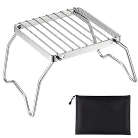 Tarocat Portable Campfire Grill, 16 x 16 cm Foldable Grill Burner Holder, Cooking Grate, Foldable Stainless Steel, Foldable Campfire Grill for Backpacking, Hiking, Picnics, Fishing