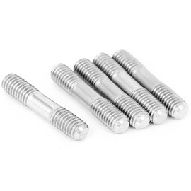 TOP-VIGOR 5Pcs Double End Threaded Stud Screw Bolt, M5x25mm 304 Stainless Steel Rod Bolts Thread Reducer Adapter, Adjustable Push Rod Stud for Furniture Hardware Machinery Maintenance and Fixes