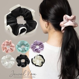 JewelVOX Scrunchie Hair Accessories, Hair Elastic, Piping, Satin Style, Stylish, Popular, Adult (Purple)