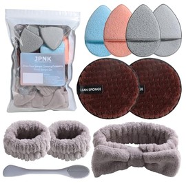 JPNK Brown Face Sponges Cleansing Exfoliating Facial Sponges and Makeup Remover Pads Set Gentle Reusable Face Scrubber Pads Glove Bath Puff for Washing Face
