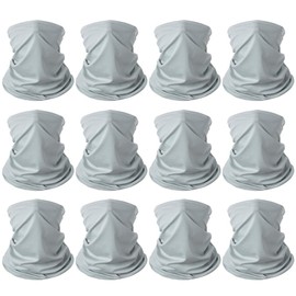 6 Pieces Summer Face Cover Scarf Mens Neck Gaiter For Men Women UV Protection Face Breathable Sun Protection Cycling Running (Grey(12-pack))