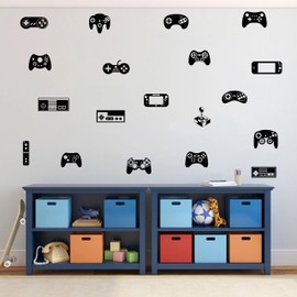 ZzMY Game Controller Wall Decals Kids Room Game Art Wall Stickers Game Room Wall Decor Vinyl Stickers for Boys Bedroom Gaming Wall Decal Y97 (Black)