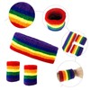 AYNKH 3PCS Rainbow Striped Sweatbands, Cotton Moisture Wicking Sports Headband