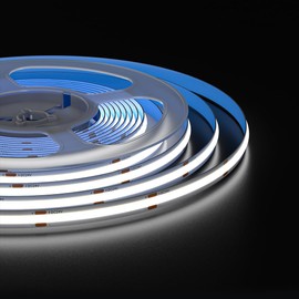 FCOB COB LED Strip Light 32.8FT Flexible High Density Uniform Cob Strips 24V Cool White 6000K 480LEDs/m CRI 90+ Dimmable 8mm LED Tape Lights for Under Cabinet, No Power/Controller