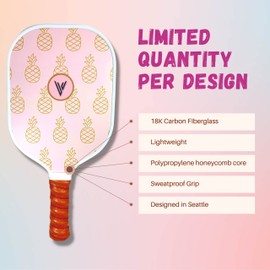 Carbon Fiber Pickleball Paddles with Cushion Comfort - Cactus Design Pickleball Paddle Cushion Grip with Polypropylene Honeycomb Core, Lightweight Adult Paddles with Paddle Cover