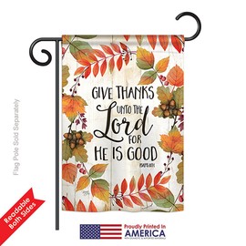 Breeze Decor G163069 Give Thanks Unto The Lord Vertical Garden Flag, 13" x 18.5", Multicolor