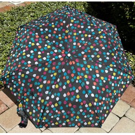 TOTES  WOMEN'S UMBRELLA  DROPS BLACK PUSH OPEN PUSH CLOSE 43 INCH COVERAGE NWT