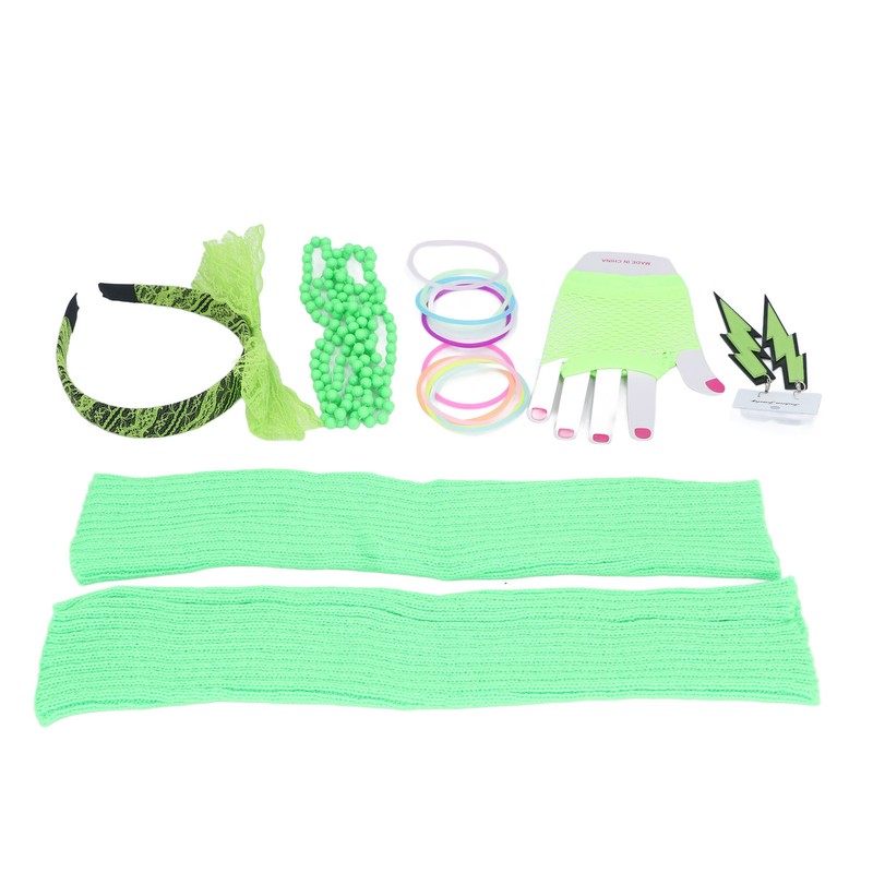 80s Earring Neon Headband Set Accessories Silicone Light Bracelets Headband