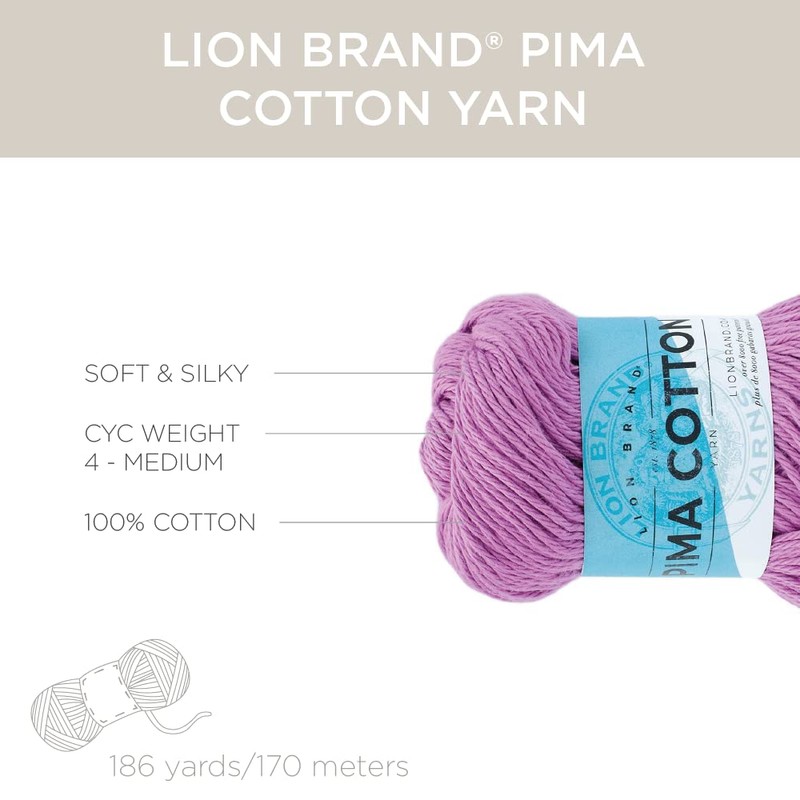 Lion Brand Yarn Pima Cotton Yarn, Mulberry