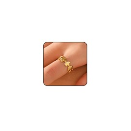 VRNGI Gold Rings That Don't Tarnish Adjustable Rings for Women Gold Leaf Ring Dainty Chunky Rings