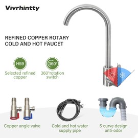 Vivrhintty Free Standing Kitchen Sink with Workbench, Stainless Steel Utility Sink with Set for Commerical, Outdoor, Garage, Laundry Room Use (29.52"D x 15.74"W x 29.52"H)