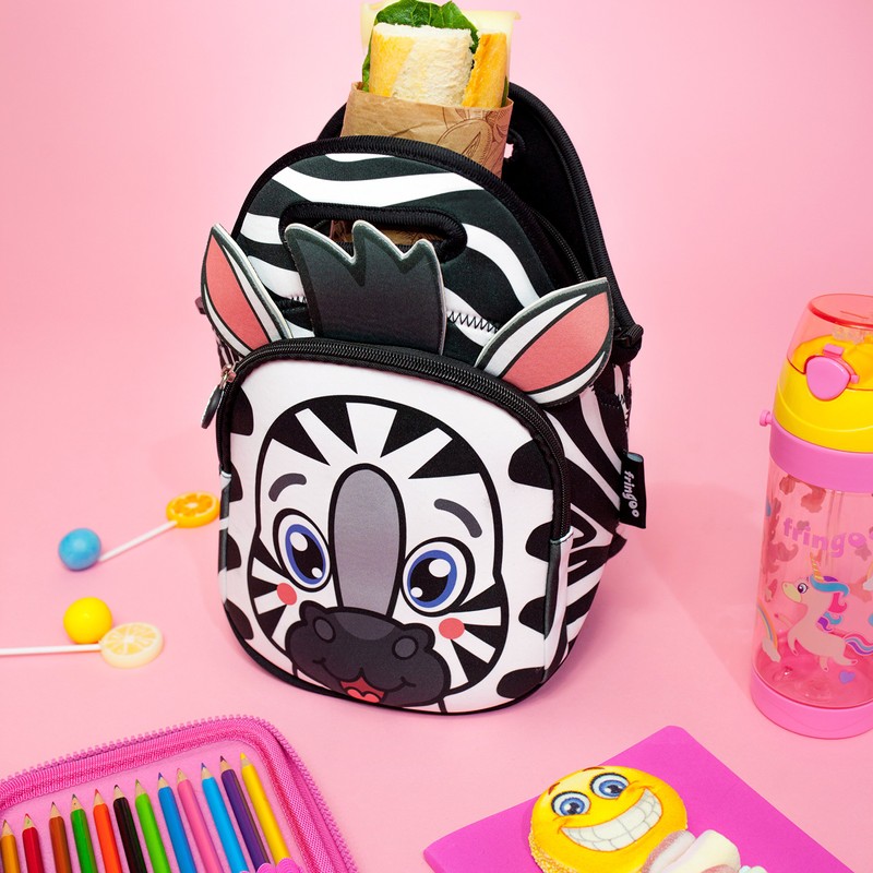 Fringoo® Kids Lunch Bag Neoprene Thermal Insulated Zipped Pocket Shoulder