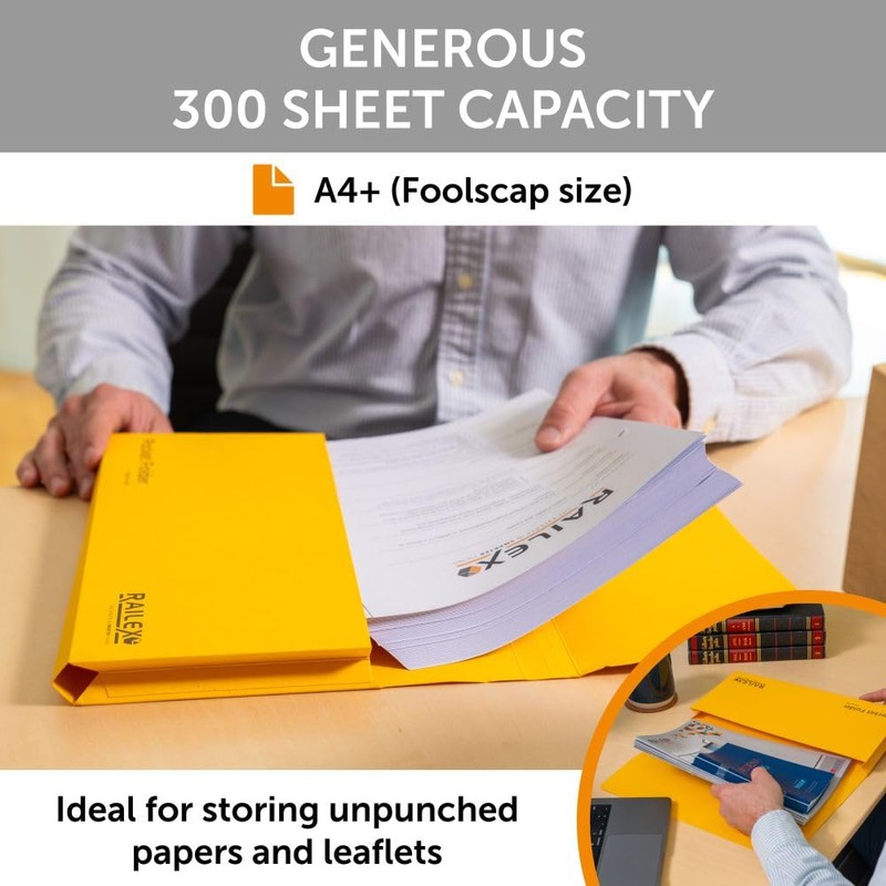 Railex Pocket Folder Foolscap Document Wallets - Gold Folders for