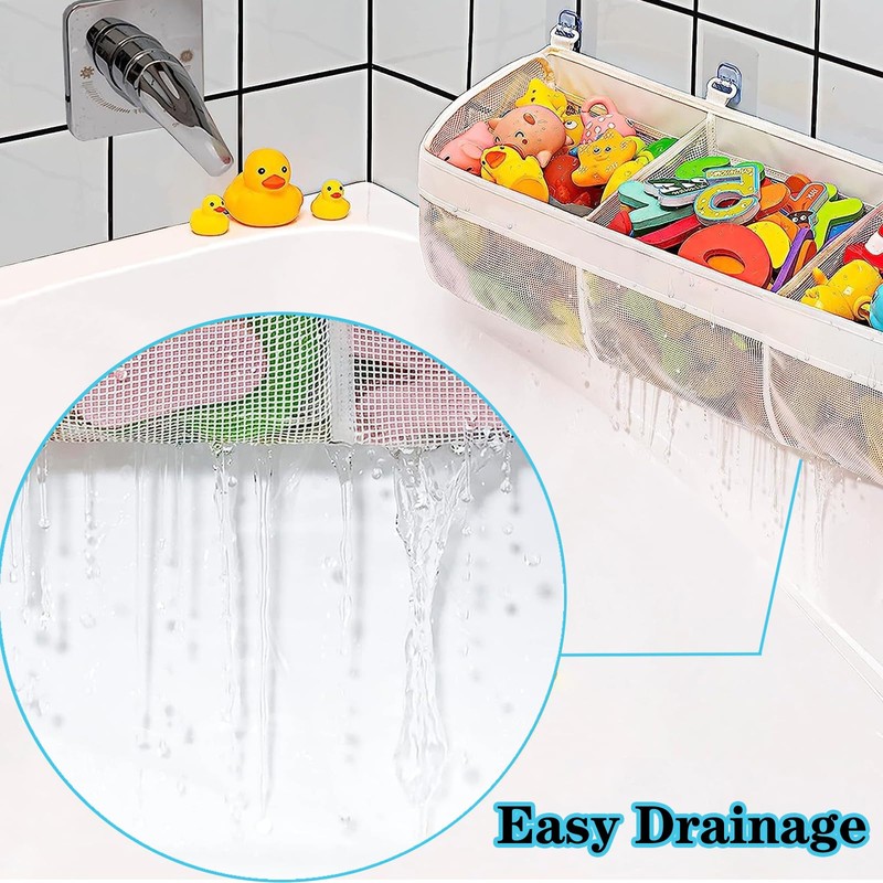 Buudreza Bath Toy Storage, Bath Toy Organiser with 3 Compartments