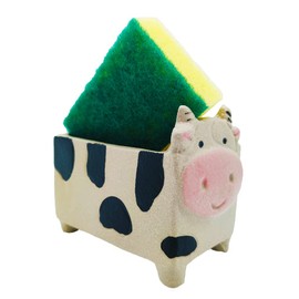 MONMOB Cow Sponge Holder Farmhouse Kitchen Decor Home Decor Cow Decor Design Ceramic Kitchen Sponge Holder Cow Gift Ideal Gifts for Women, Mom or Birthdays