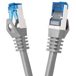 BIGtec 0,25m CAT.7 Patchkabel Netzwerkkabel Gigabit Patch DSL LAN Ethernet Kabel grau Kupferkabel doppelt geschirmt (RJ45 Stecker Cat-7 S/FTP PIMF)